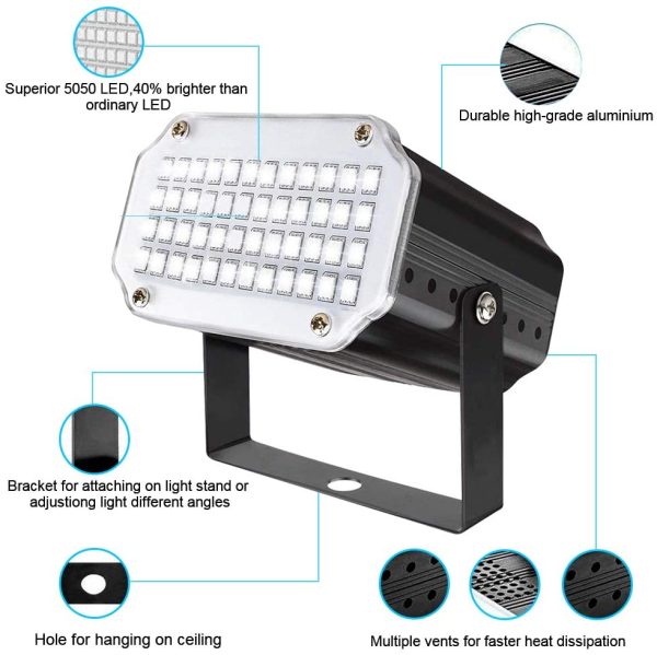 Luce Stroboscopica del Partito con 48 led Super Luminosi, softeen Illuminazione a Palco Attivata a 7 Colori Modalit?? Flash Automatica Controllo Flash della Velocit?? Regolabile, Telecomando Senza Fili