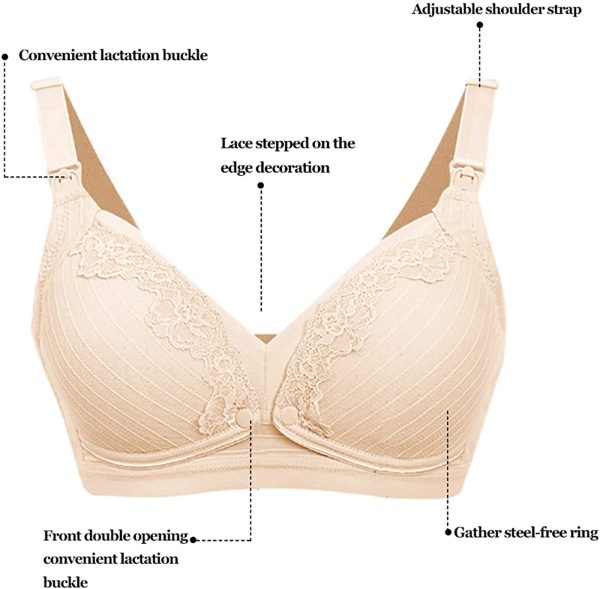 Aseniza Reggiseno da Allattamento Cotone Reggiseno Premaman con Bottoni Reggiseno Bra Donna Senza Ferretto e Senza Cuciture - immagine 6