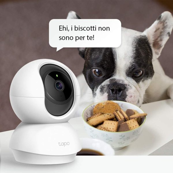 Telecamera Wi-Fi Interno Videocamera Sorveglianza 1080P, Visione Notturna, Audio Bidirezionale, Bianco - immagine 2