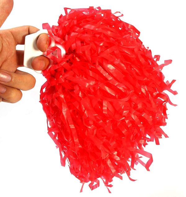 Cheerleading Pom Poms Pompon Cheerleader per Sport con Palla Danza Fancy Dress Festa Notturna(Rosso) - immagine 3