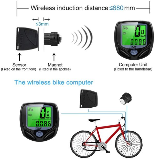 DINOKA Contachilometri Bici Senza Fili,YS Computer di Bicicletta,Impermeabile Bici Computer per Tachimetro Bici Wireless Ciclocomputer con Display Retroilluminato,la Distanza di Tracciamento,velocit?? - immagine 7