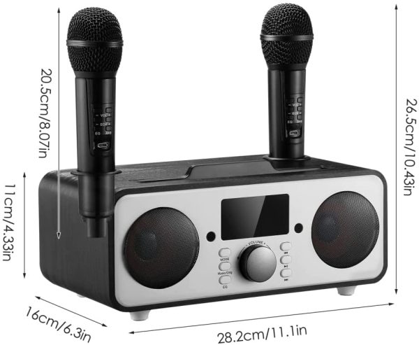 Casse Bluetooth Karaoke con 2 Microfono wireless Pu?? Elimina la canzone originale Impianto Stereo casa Cassa Portatile Bluetooth potente per Casa cantare Party Adulti Bambini (Nero) - immagine 2