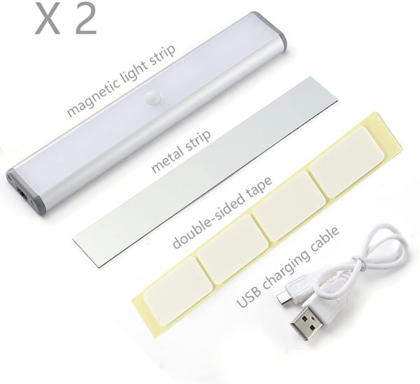 Luce a LED Magnetica Ricaricabile con USB|10 LED,Sensore di Movimento,Automatica.Ideale per Armadi,Pensili,Dispense.Portatile,senza fili,senza batterie,si attacca ovunque Confezione da 2 ?? - immagine 5