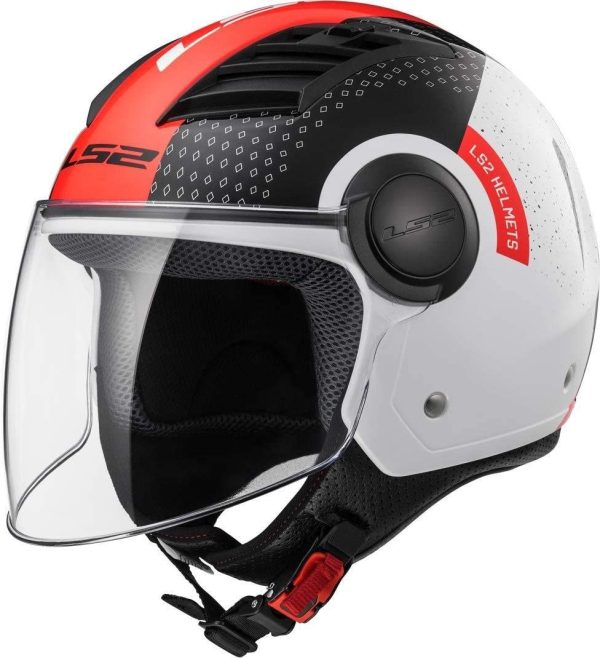 LS2 Casco Moto Of562 Airflow Condor, Bianco/Nero/Rosso, Xxs