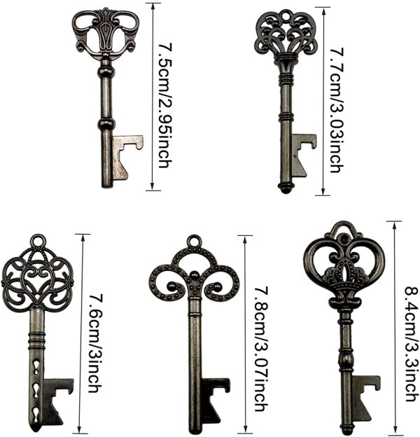 Portachiavi apribottiglie - Assortiti Vintage Skeleton Keys, Matrimonio, Feste (25 Pezzi, Nero)