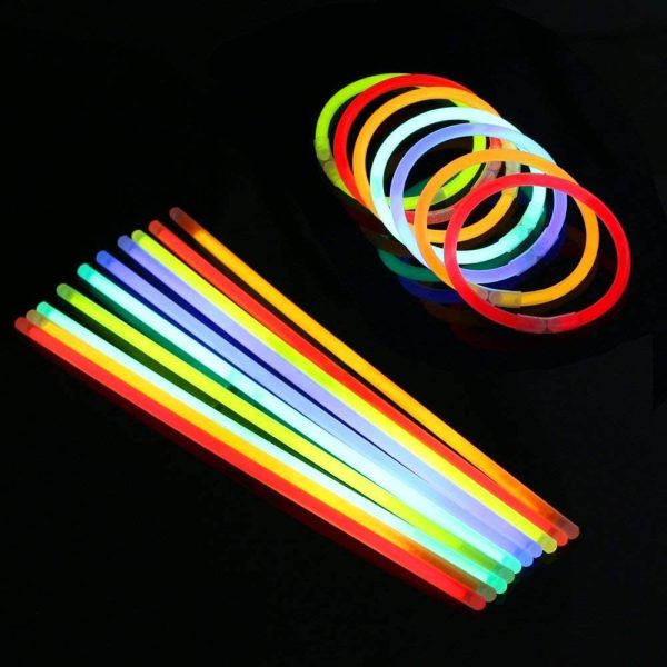 Vicloon Braccialetti Luminosi Fluorescenti, 100Pcs Luminose per Party, Bagliore Colorato Bastoni Bulk con Connettori per Party, Feste e Carnevale (Colori Misti) - immagine 4