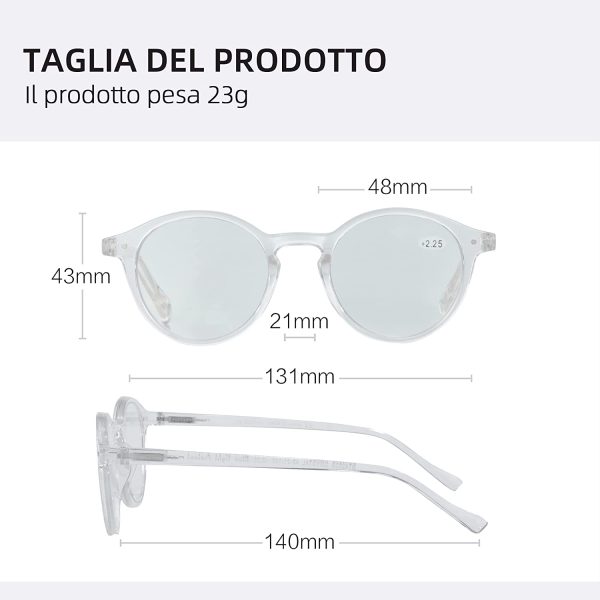 ZENOTTIC Occhiali da Lettura Presbiopia Anti Luce Blu con Lenti Antiriflesso Uomo e Donna Leggero Telaio Rotondo Vintage Occhiali0.0 1.0 1.5 2.0 2.5 3.0 3.5 - immagine 2