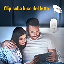 Lampada da Lettura,22 LED Luce da Lettura con Luce Notturna 3 Modalit?? Lampada con Pinza