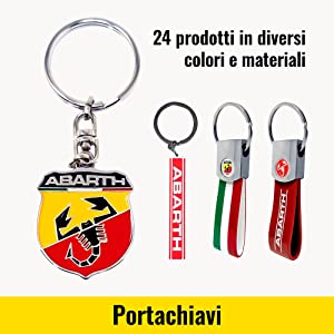 Abarth portachiavi ufficiali band, tricolore, soft touch, logo, scritta, scudetto