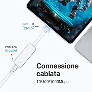 UE300C, TP-Link, adattatore, porta Gigabit, USB C