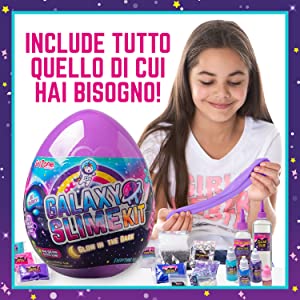 slime kit set uovo sorpresa galassia galaxy fai da te bambina ragazza bambini regalo pasqualone