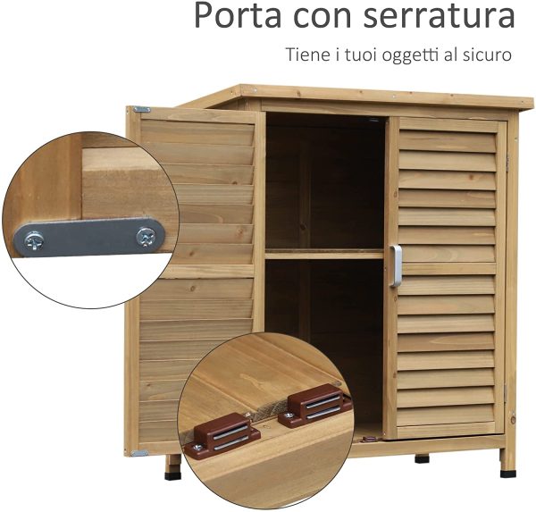 Outsunny Casetta da Giardino in Legno di Abete, Capanno Attrezzi con Tetto in Bitume Impermeabile, 87x46.5x96.5cm