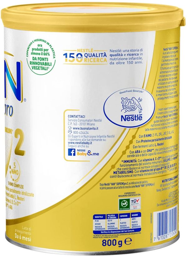 NESTL?? NAN SUPREMEpro 2, da 6 mesi. Latte di proseguimento in polvere, latta da 800g - immagine 4