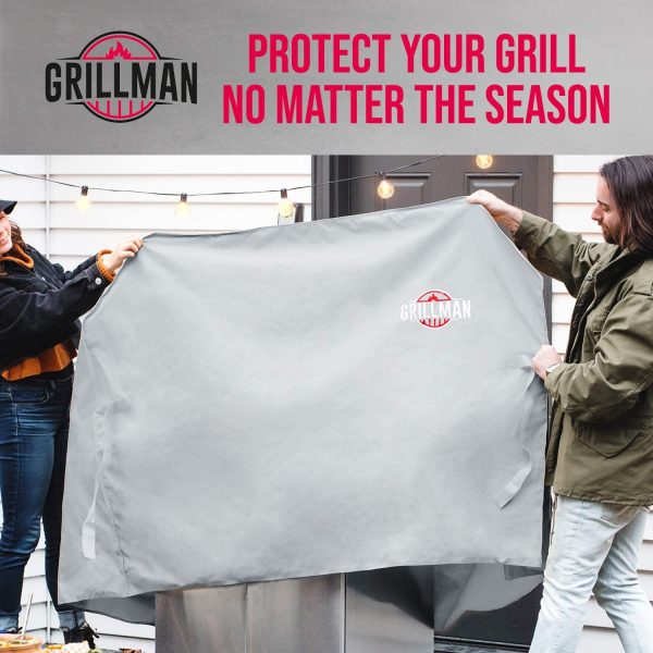 Grillman Premium Copertura per Barbecue, Copertura per Barbecue a Gas per Weber, Brinkmann, Char Broil ETC. Resistente agli Urti, ai Raggi UV e all'Acqua (30 inch / 76 cm, Grigio) - immagine 3