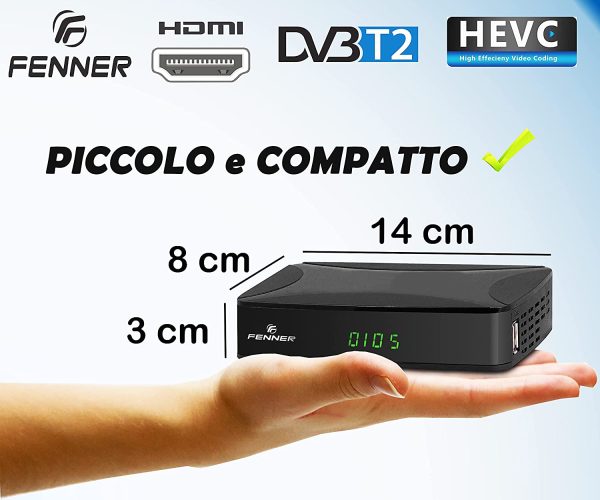 Decoder DVB-T2 HD 1080p SINTONIZZAZIONE AUTOMATICA Digitale terrestre Nuova Generazione HDMI HEVC Main 10 Bit H265 riceve TUTTI i canali gratuiti DOLBY-DIGITAL+ (GX1 (Senza Tasti sul display)) - immagine 2