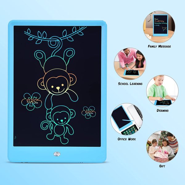 Blueswan Tavoletta Grafica LCD Scrittura 10 Pollici Colorato, Cancellabile e Riutilizzabile, adatto per il Disegno, Aritmetica, Regalo Riocattolo educativo per Ragazzi e Ragazze -Blu - immagine 7