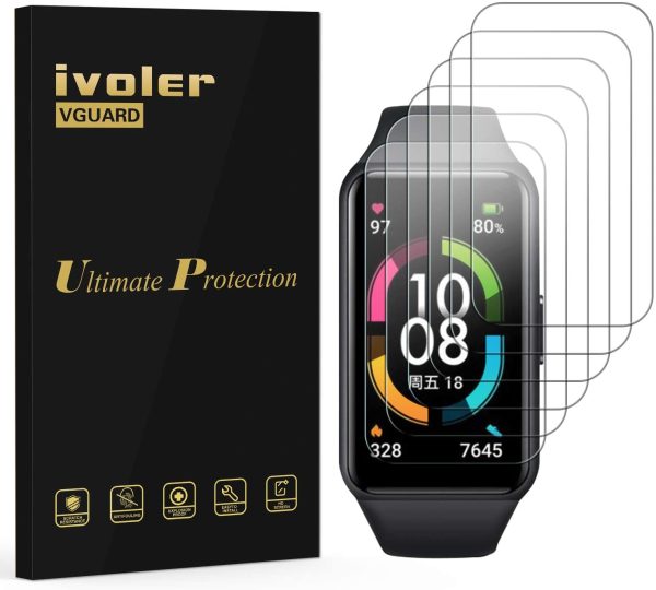 iVoler 6 Pezzi Pellicola Protettiva per Honor Band 6 / Huawei Band 6 / Huawei Band 6 PRO, Wet Applied Protezione Schermo [Bubble-Free-Riutilizzabile] HD Clear Film in TPU - immagine 3