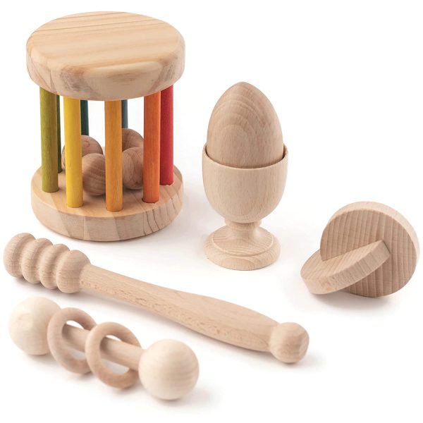 Cesto dei Tesori Montessori 5 Elementi e Baby Roller Arcobaleno per bambini 3-12 mesi - immagine 7