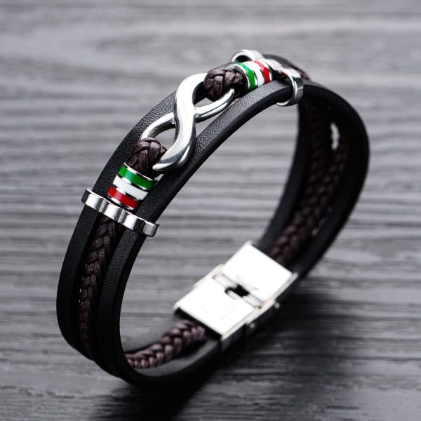 Bracciale da uomo in pelle nera intrecciata, con simbolo dell'infinito, in vera pelle, ideale come regalo - immagine 5