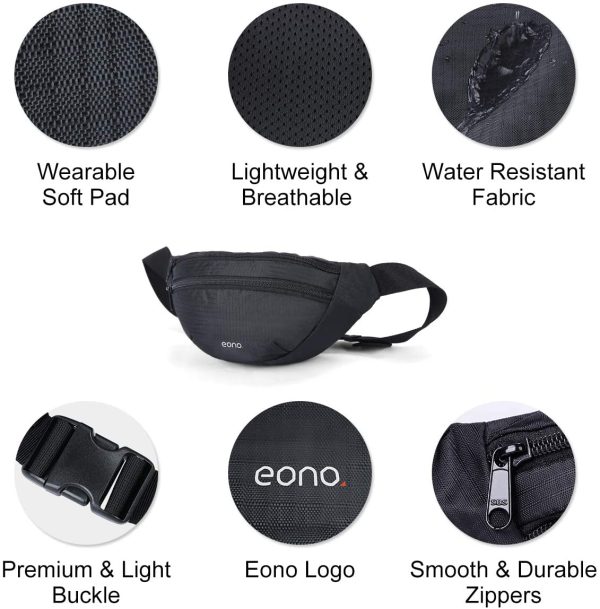 Amazon Brand - Eono Marsupio Sportivo con Doppia Tasca per Uomo, Donna Marsupio Leggero con Cinturino Regolabile per Passeggiate, Jogging, Escursionismo, Viaggi e Attivit?? All'aperto - immagine 5