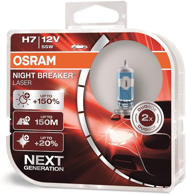 Osram Night Breaker Laser H7 64210NL-HCB next generation, +150% di luce, lampada da proiettore , 12V duo box (2 lampade) - immagine 2