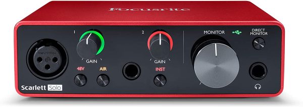 Focusrite MOSC0024 Scarlett Solo 3rd Gen - Interfaccia audio USB da 2 ingressi e 2 uscite, Chitarra/Basso & Amazon Basics Cavo XLR intrecciato per microfono | 3 metri - immagine 2