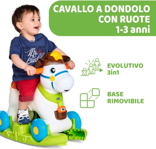 Chicco Cavallo a Dondolo per Bambini Baby Rodeo, Gioco Educativo e Interattivo, Cavallo Cavalcabile Bambino con Effetti Sonori, Max 25 kg, Giochi per Bambini 1-3 Anni - immagine 2