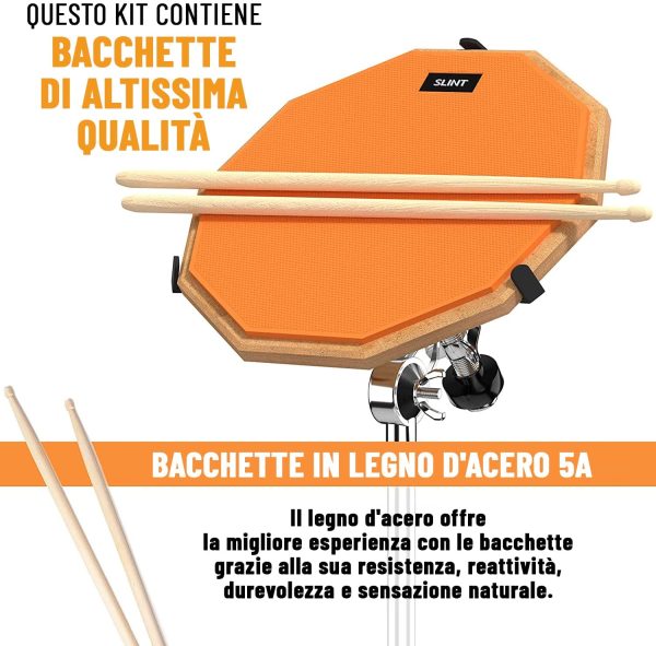 Slint Drum Pad con Bacchette Batteria - Pad Batteria a Doppia Superficie da 30cm - Pad Allenamento Batteria con Custodia per Rullante 10cm - Batteria Musicale Silenziatore - Pad Allenamento Batteria - immagine 4