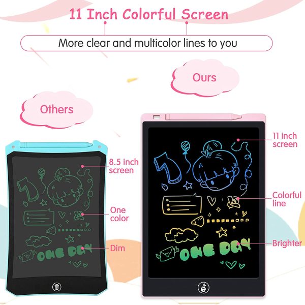 Tavoletta Grafica LCD Scrittura 11 Pollici Colorato,Tavoletta LCD,Lavagna da Disegno Portatile Digitale con Pulsante Elimina, Regali per Bambini e Adulti (Rosa)