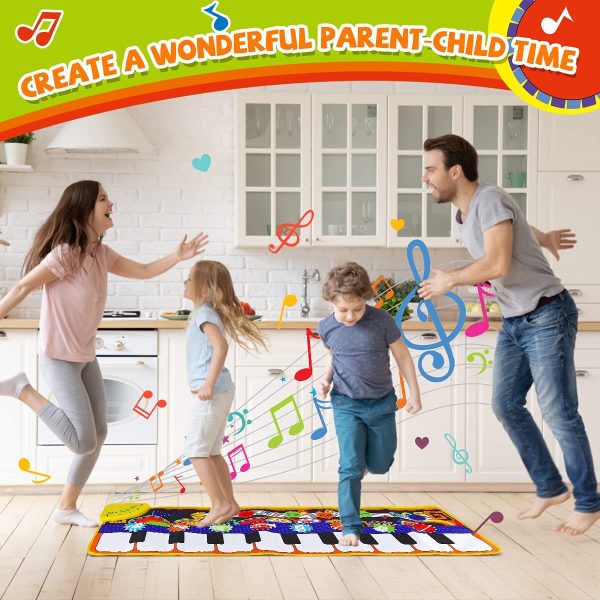 RenFox Tappeto Musicale, Piano Mat Tastiera Danza Stuoia Strumento Musicale 5 modalit?? e 8 Suoni, Tappeto Musicale Tocco Mat Bambini Educativo Giocattolo(110 * 36 cm)