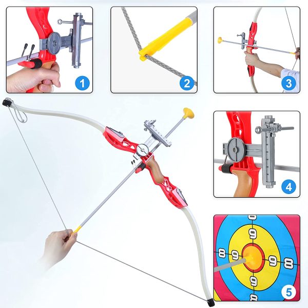 clickwoo Arco e Freccia per Bambini, Tiro con LArco Giochi tiro con l' Arco con 3 Frecce, 1 Porta Frecce e 1 Bersaglio, Giocattoli Regalo per Esterni per Bambini Le Ragazze dai 6 9 10 Anni in su - immagine 4