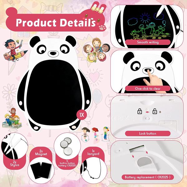 Tavoletta Grafica Bambini LCD 8,5 Pollici Lavagnetta Cancellabile Bambini Lavagnetta LCD Lavagna Bambini Lavagna Magnetica per Bambini Tavoletta da Scrittura LCD 3 4 5 6 7 8 Anni (Panda Bianco) - immagine 5