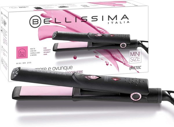 Imetec Bellissima BM 200 Piastra Mini per Capelli Lisci e Luminosi, Temperatura 200??, Multivoltaggio Automatico, Dimensioni Compatte da Viaggio - immagine 2