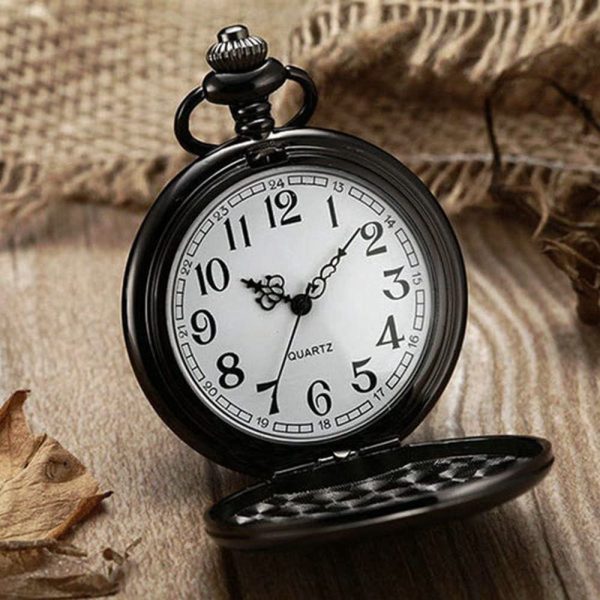 BestFire - Orologio da tasca liscio stile vintage, classico al quarzo, con catena corta, per uomo o donna, ideale come regalo per compleanno, anniversario, giorno di Natale, festa del pap?? - immagine 6