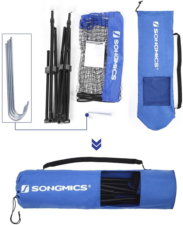 SONGMICS Rete Portatile da Volano Tennis 4 m, Poli Regolabili in Altezza con Rete SYQ400