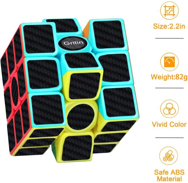 Gritin Cubo Magico, 3x3 Smooth Velocit Cubo Puzzle e Tornitura Facile, Super Resistente con Vivido Cubo Colorato per Gioco di Allenamento Mentale o Idea Regalo per Feste - immagine 8