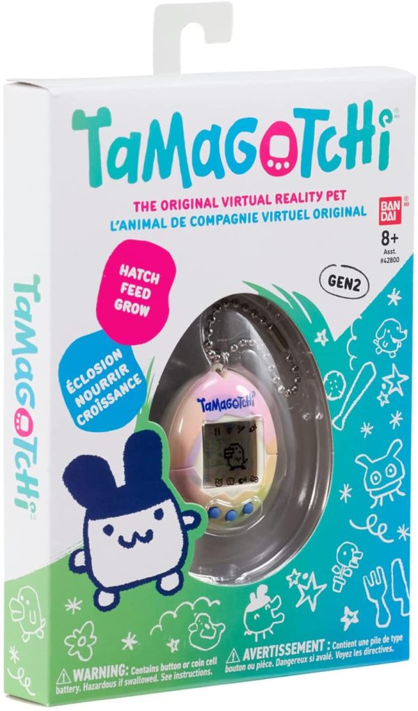 Tamagotchi 42884NBNP - Gioco originale con guscio a tema bolle pastello, animaletto domestico virtuale da curare e nutrire, con catenella per il gioco in movimento - immagine 6