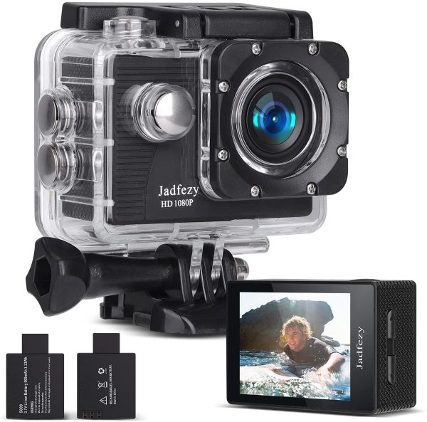 Action Camera 1080P 30fps, Fotocamera Subacquea impermeabile 30M, Sports Cam con due 900mAh Batterie Ricaricabili e Kit Accessori - immagine 6