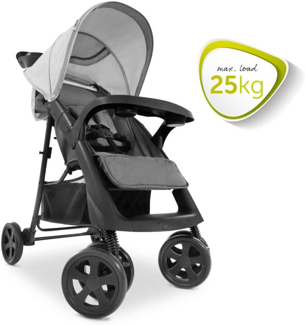 Hauck Passeggino Shopper Neo 2 25 kg Portata, 2 Porta Bevande, Pieghevole Veloce Compatto, Posizione Nanna dalla Nascita, Grande Cesto Portaoggetti, Finestra Cuc??, Grigio - immagine 2