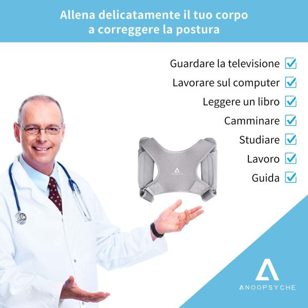 Correttore di Postura ANOOPSYCHE Correttore Posturale Traspirante Regolabile, Fascia Posturale Spalle e Schiena per Donna e Uomo e Adolescenti, Posturale Correzione per Alleviare il Dolore - immagine 9