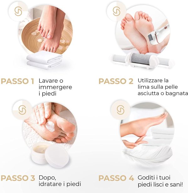 Pedicure Elettrico Professionale Piedi Calli Talloni Screpolati Lima Elettrica per Piedi Togli Calli Pelle Secca Dura Esfoliante Kit per Calli e Duroni con 5 Rulli Ricambio Electric Foot File - immagine 6