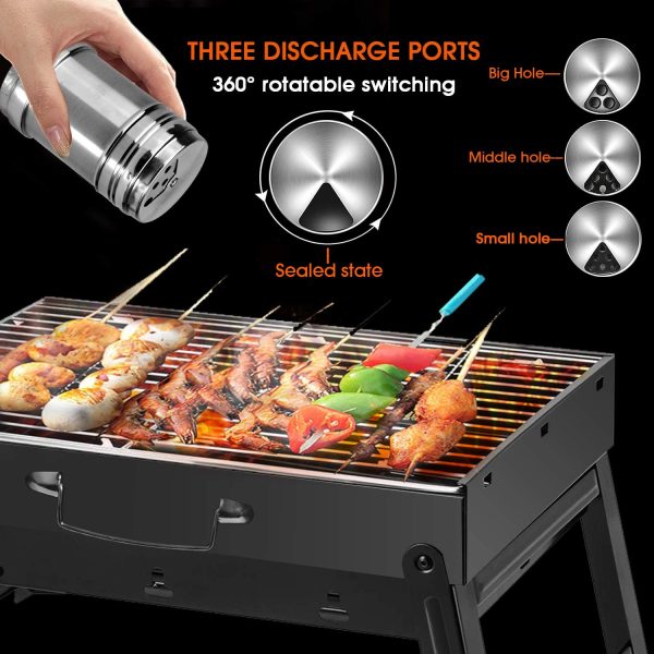 FISHOAKY Barbecue Portatile, Barbecue Carbone Pieghevole, Mini BBQ Carbonella, BBQ Grill con Guanti Barbecue, Pinza, Spruzzatore di Olio per 1-3 Persone Cucinare all'aperto, Campeggio, Picnic - immagine 8