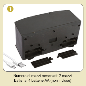 Numero di mazzi mescolati: 2 mazzi Batteria: 4 batterie AA (non incluse)