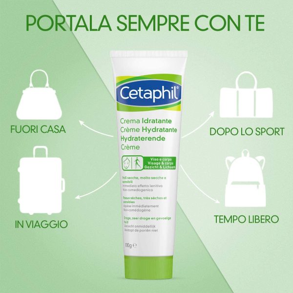 Cetaphil,Crema Idratante Viso e Corpo per uso frequente,Idratazione intensa per 24 ore,Ideale per Pelle Secca,Molto Secca,Sensibile e Danneggiata,Effetto Lenitivo,Senza Profumo,Formato da Viaggio 100g - immagine 4