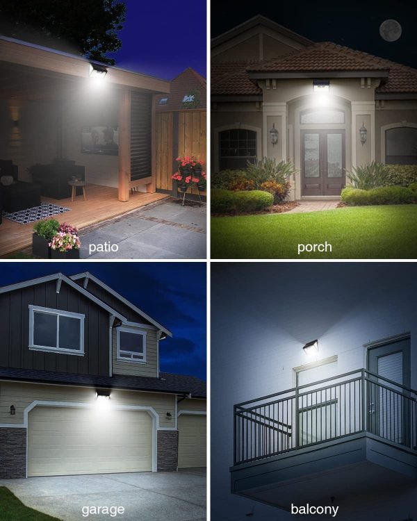 Luce Led Solare Esterno 320 LED, lampada solare led da esterno con sensore di movimento 3 Modalit?? Faretti Solari a Led da Esterno Impermeabile IP65 lampade solari da giardino potenti-2 Pezzi - immagine 5