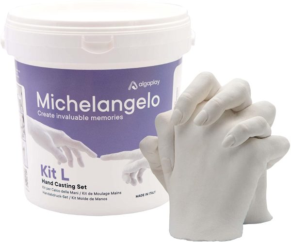 Michelangelo Kit per Calco Mani Set completo con alginato, gesso e caraffa graduata per scultura 3D. Idea regalo per coppie, amici e famiglia. Prodotto in Italia. (KIT L) - immagine 7