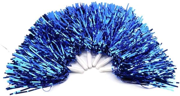 Tbest, pompon per cheerleading, 6/12 pezzi, per cheerleader, a forma di fiore appeso, con pellicola metallica, per gruppo, esultanza, sport, party, ballo, accessorio utile - immagine 2