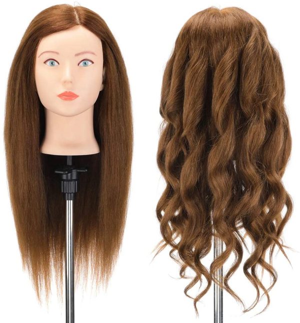 Neverland 22"80% Real Hair Training Head Parrucchiere Styling Head Cosmetology Manichino Manichino Testa di bambola Morsetto da tavolo gratuito - immagine 3