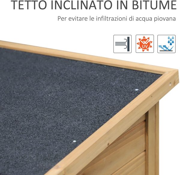 Outsunny Casetta da Giardino in Legno di Abete, Capanno Attrezzi con Tetto in Bitume Impermeabile, 87x46.5x96.5cm - immagine 9