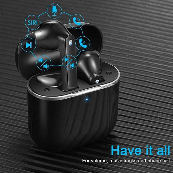 yobola Cuffie Bluetooth, Auricolari Bluetooth 5.1 con Stereo HiFi, Cuffie Wireless con Microfono, Cuffiette Bluetooth con Controllo Touch IPX5 Impermeabili per iPhone Samsung Huawei Xiaomi - immagine 6